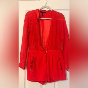 Coral Sheer Long Sleeve Jumpsuit